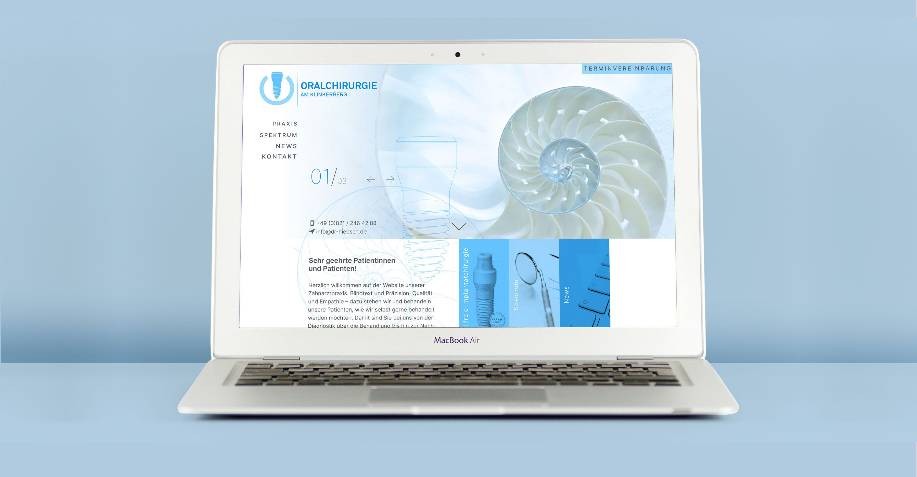 Oralchirurgie am Klinkerberg, Dr. Hiebsch, Webseite